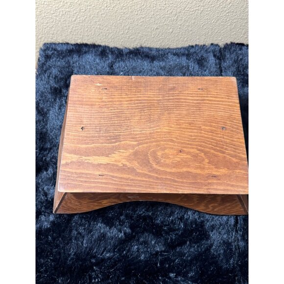 Vintage Wood Serving Tray With Wheat Design & Handles 12" X 9" - Picture 5 of 7